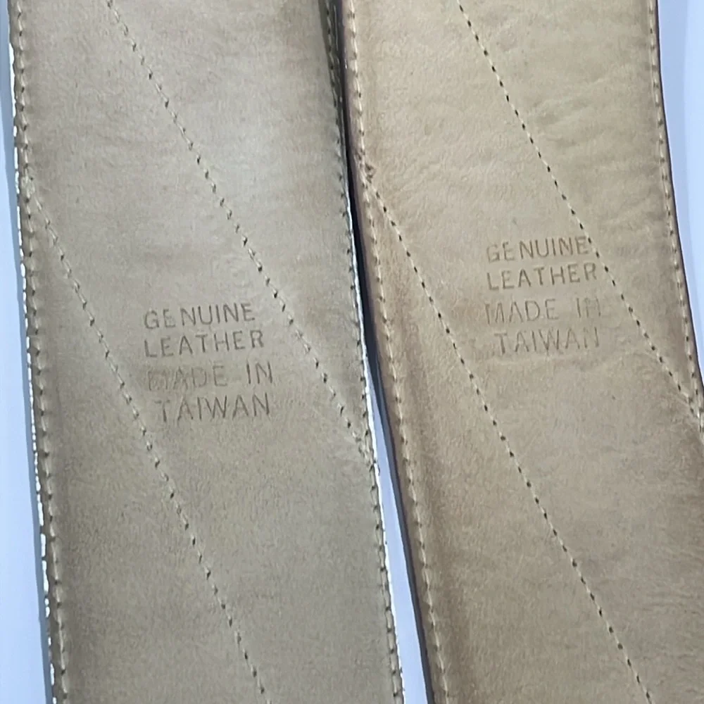 Jennifer Moore pair of leather‎ belts.  White and Taupe. Good used condition.